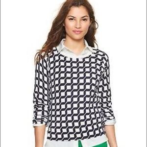 GAP Geo Navy Print crew pullover NWOT